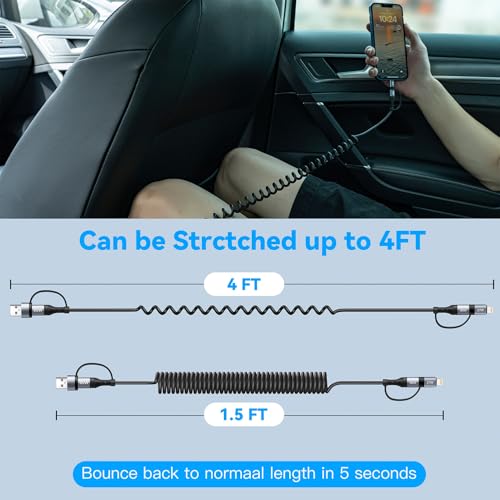 60W Coiled USB C Cable Fast Charging