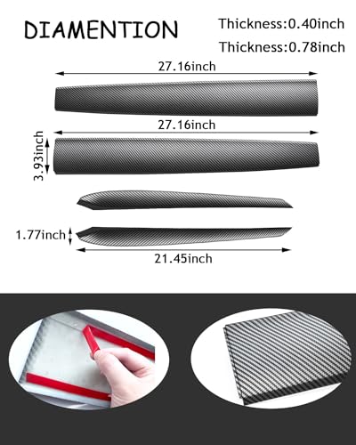 Matte Carbon Fiber Dashboard Cover and Front Door Cover Compatible with Tesla Model 3（2021