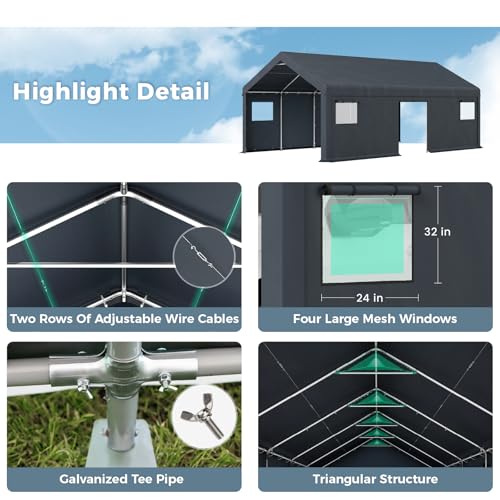 13x24 ft Carport Storage Shelter Shed Outdoor Portable Garage