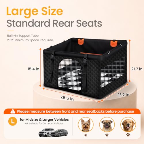 Large Dog Car Seat Cover with Checkered Dog Bed Mat for Back Seat Half