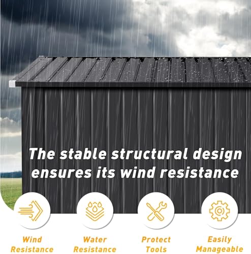 8'x4' Outdoor Storage Shed with Triple Door Lean to Metal Sheds Weatherproof UtilityGalvanized Steel Sheds