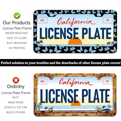Blue Flower Butterfly License Plate Frames