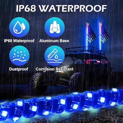 2PCS 3FT RGB LED Whip Light
