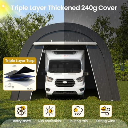 12' x 25' Carport with 6 Heavy Duty Ground Stakes