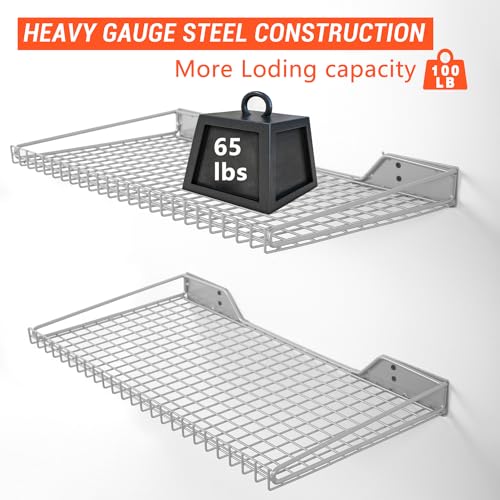 Garage Wall Shelves 23.6"x11.8" Wall Mount Metal Shelves 2 Pack