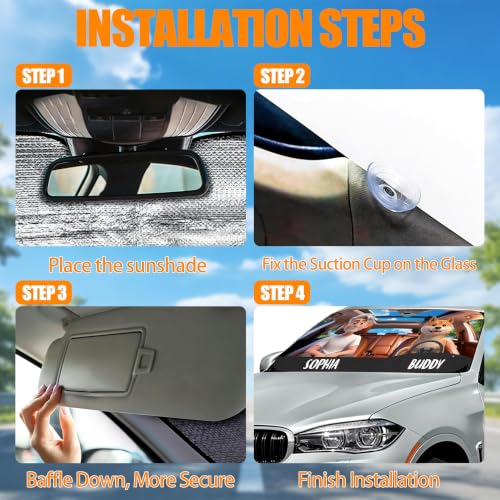 Custom Car Windshield Sun Shade with Custom Cartoon Dog and Driver Character Funny Gift for Drivers Pet Lovers Life is Better with My Dog Sun Visor for Cars