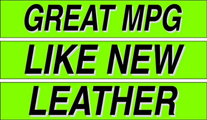 Ez line Vinyl Windshield Stickers 3 Dozen 15 Inch Chartreuse Slogan Dealership Pro Pack for Car Lots (36 Count)