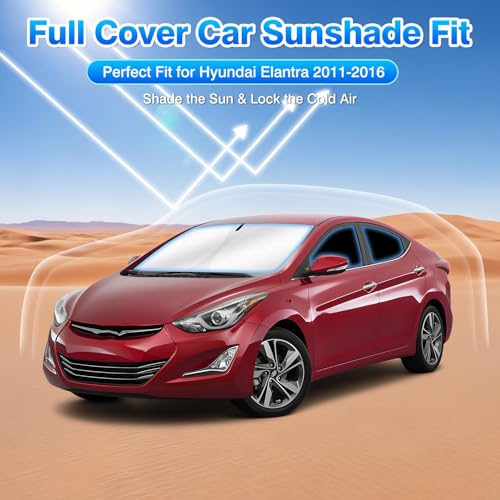 Windshield Sun Shade for Hyundai Elantra 2011 2012 2013 2014 2015 2016 Car Window Shades Thicken UV Block and Blackout Privacy Foldable Sunshades 6PCS Accessories Keep Cool Sun Visor Covers (6 Count)