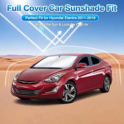Windshield Sun Shade for Hyundai Elantra 2011 2012 2013 2014 2015 2016 Car Window Shades Thicken UV Block and Blackout Privacy Foldable Sunshades 6PCS Accessories Keep Cool Sun Visor Covers (6 Count)