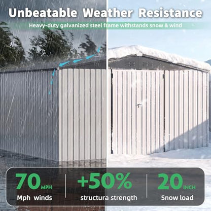 10' x 12' Waterproof Metal Outdoor Storage Shed