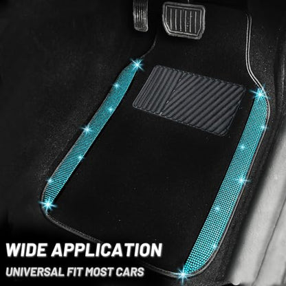 Bling Car Floor Mats Full Set and Steering Wheel Cover