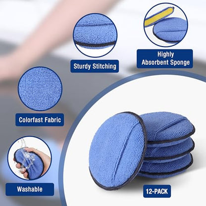 12 Pack Car Wax Applicator Pads with Finger Pocket (12 Count)