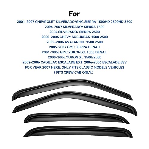 Window Visors Rain Guards for 2001