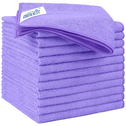 Purple Microfiber Cleaning Cloth 12 Pack 12.5 x 12.5 Inch Microfiber Towels for Cars Ultra Absorbent Cleaning Rags Lint Free Cleaning Towels for Household Kitchen (12 Count)
