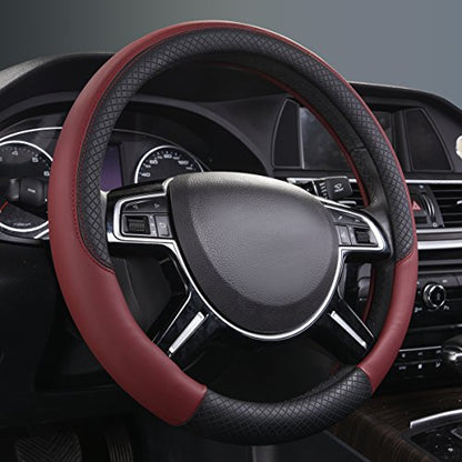 Rhombus Leather Universal Steering Wheel Cover