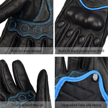 Harssidanza Woman Touchscreen Motorcycle Racing Gloves GL016US Blue XL