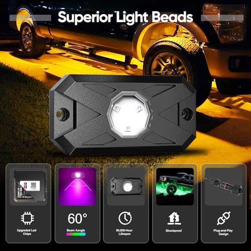 RGB LED Rock Lights Kit (6 Count)
