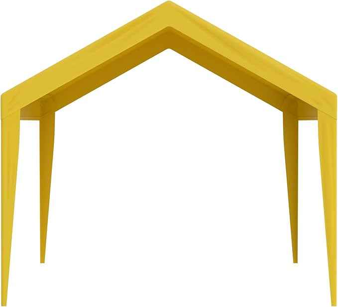 VEVOR Carport Replacement Canopy Cover 10 x 20 ft, Garage Top Tent Shelter Tarp Heavy-Duty Waterproof & UV Protected, Easy Installation with Ball Bungees,Beige (Only Top Cover, Frame Not Include)