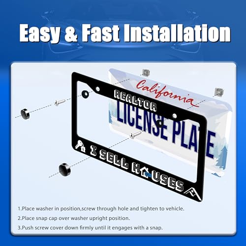 Realtor I Sell Houses License Plate Frame Stainless Steel Car Accessory