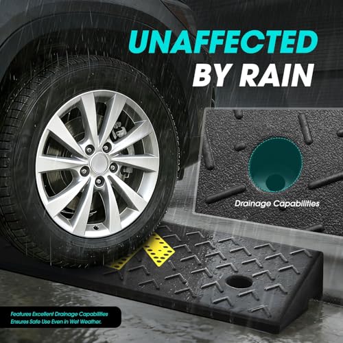 2pcs 5.3" Rise Rubber Arrow Curb Ramp Heavy Duty Loading Threshold Ramp 37.4" W x 13.8" D x 5.3" H for Loading Dock (2 Count)