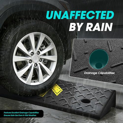 2pcs 5.3" Rise Rubber Arrow Curb Ramp Heavy Duty Loading Threshold Ramp 37.4" W x 13.8" D x 5.3" H for Loading Dock (2 Count)