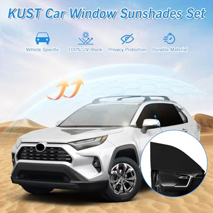 Windshield Sun Shade Umbrella for Toyota RAV4 2019 2020 2021 2022 2023 2024 2025 Rear Window Shades 100% UV Protection and Blackout Privacy 5PCS Car Window Covers Accessories (5 Count)