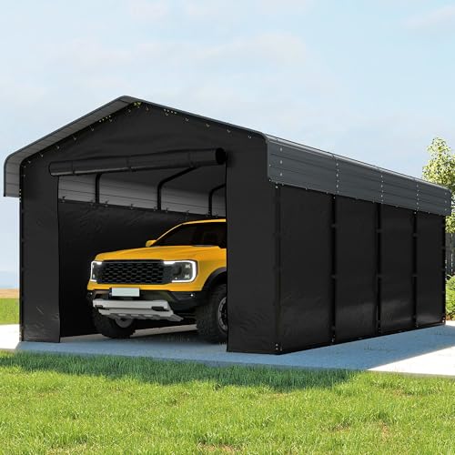 12x20 FT Heavy Duty Metal Carport with Removable Sidewalls