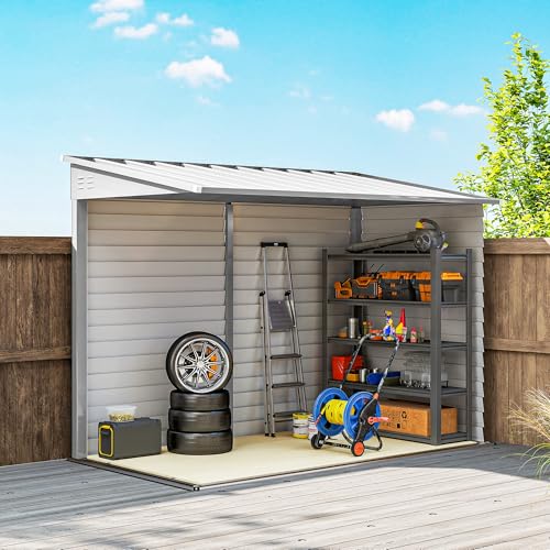 4.6' x 9' Steel Outdoor Storage Shed Waterproof Lean