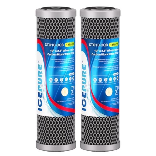 1 Micron 10" x 2.5" Whole House Upgraded Coconut Shell Activated Water Filter Lead Remove Filter Cartridge Replacement for WFPFC8002 (2 Count)