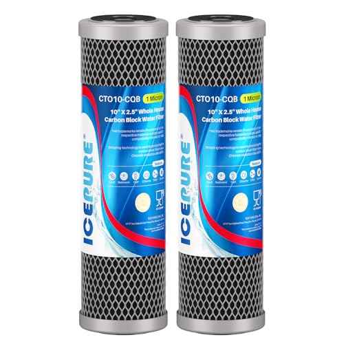 1 Micron 10" x 2.5" Whole House Upgraded Coconut Shell Activated Water Filter Lead Remove Filter Cartridge Replacement for WFPFC8002 (2 Count)