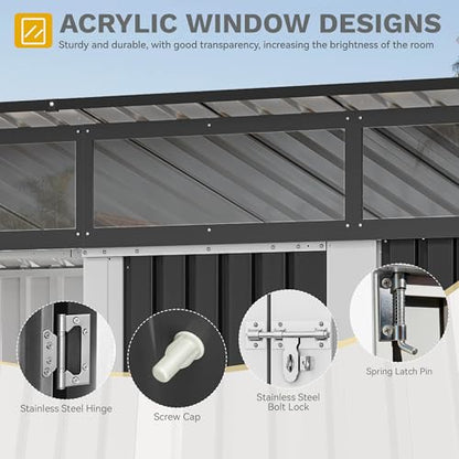 9x4 FT Outdoor Storage Shed with Acrylic Windows