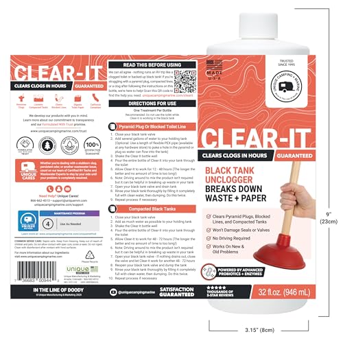 Clear It Liquid RV Black Tank Unclogger (32 Fl Oz)