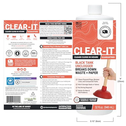 Clear It Liquid RV Black Tank Unclogger (32 Fl Oz)
