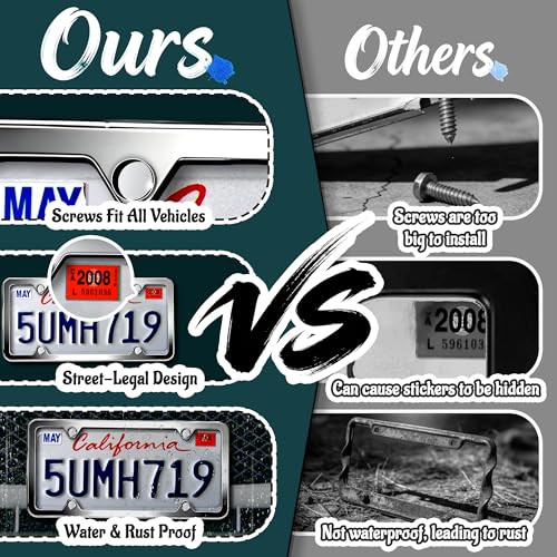 Premium Chrome License Plate Frames with 2 Anti