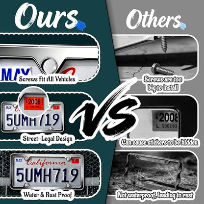 Premium Chrome License Plate Frames with 2 Anti