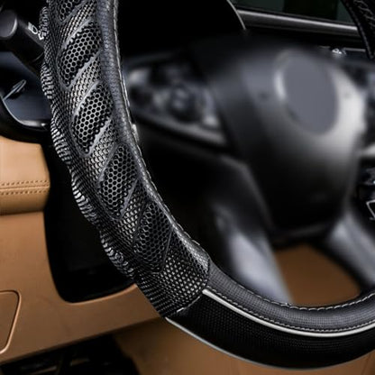 car Steering Wheel Cover Faux Leather Massage Universal fit 3D Honeycomb Hole Anti