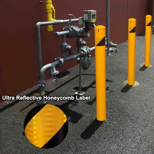 56" High 5-1/2" OD Steel Bollard Post Underground Mount, Cap Removable Safety Bollard Yellow Powder Coat, Metal Bollard Parking, Safety Barrier