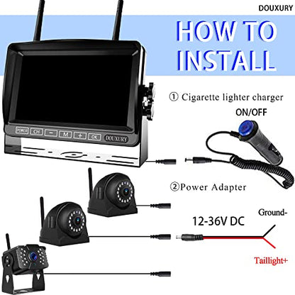 Wireless Backup Camera for RV Truck Trailer Camper Bus 5th Wheel 3 Rear (4 Count)