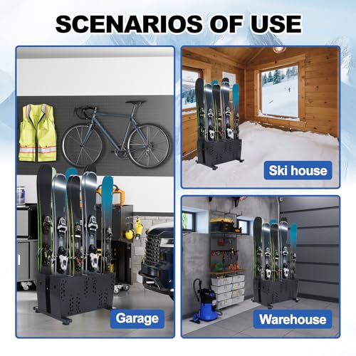 Freestanding Ski Storage Rack for 4 Pairs