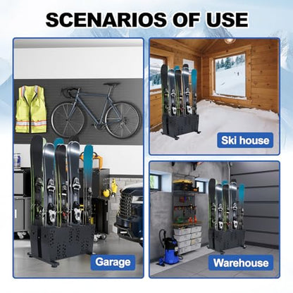 Freestanding Ski Storage Rack for 4 Pairs