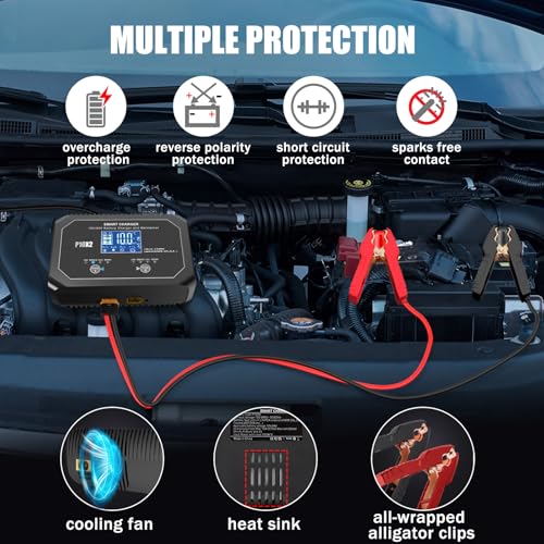 2-Bank(10A/Bank) Car Battery Charger, 12V 24V Lead-Acid, LiFePo4 Chargers
