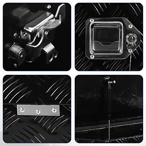 26 Inch Heavy Duty Aluminum Stripes Plated Tool Box Pick Up Truck Bed RV Trailer Tongue Toolbox Waterproof Storage Organizer with Lock and Keys
