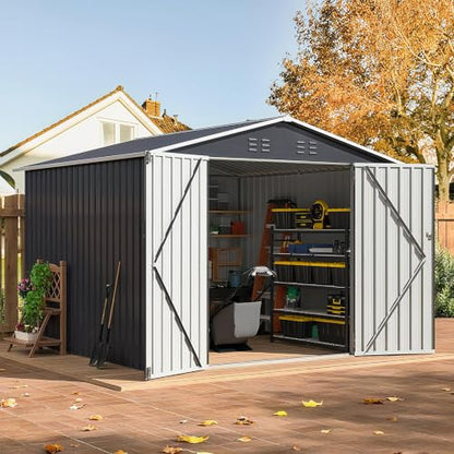 8X8 FT Outdoor Storage Shed Black