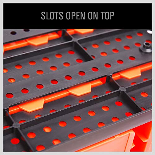 30-Bin Wall-Mounted Storage Rack System - Heavy-Duty Garage Tool Organizer for Screws, Nuts, Bolts, Nails, Beads, and Small Hardware Parts - Easy Installation and Customizable (30 Count)