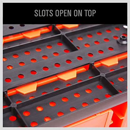 30-Bin Wall-Mounted Storage Rack System - Heavy-Duty Garage Tool Organizer for Screws, Nuts, Bolts, Nails, Beads, and Small Hardware Parts - Easy Installation and Customizable (30 Count)