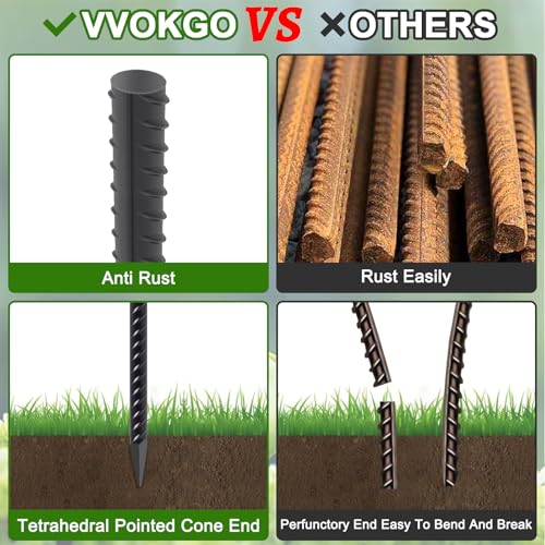 Straight Rebar Stakes 16 Inch Metal Ground Concrete Form Stakes (24 Count)