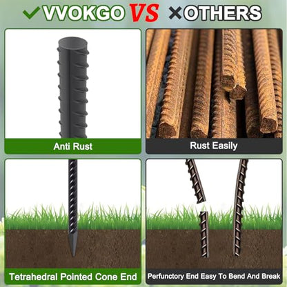 Straight Rebar Stakes 48 Inch Ground Concrete Form Stakes Heavy Duty (8 Count)