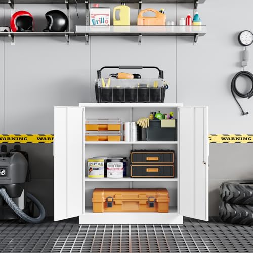 Metal Garage Storage Cabinet with 2 Doors and 2 Adjustable Shelves