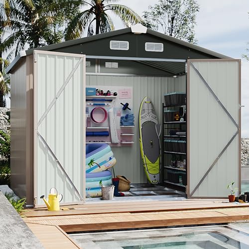 6' x 8' Storage Shed with Base Brown