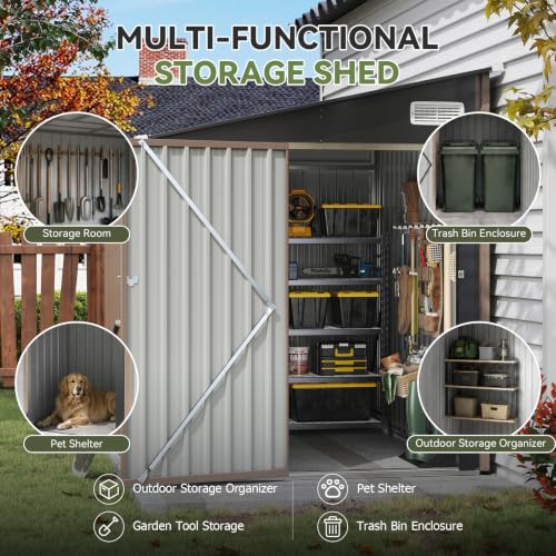 4x6 FT Lean to Metal Storage Shed